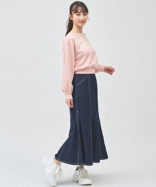 31 Sons de mode(トランテアン ソン ドゥ モード)の「ネコロゴオフショルプルオーバー(Tシャツ/カットソー・レディース・オフホワイト/ピンク/ライトグレー/ネイビー・フリー)」の19枚目の写真