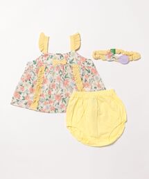 黄色花柄セットアップ 和柄 セットアップ トップス レディース 花柄 和風 ストレッチ