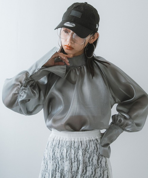 bohmal(ボマール)の「箔オーガンジーブラウス(シャツ/ブラウス・レディース・ブラック/シルバー・MEDIUM)」の2枚目の写真