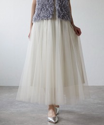 each | チュールレイヤードラメストライプスカート(スカート)