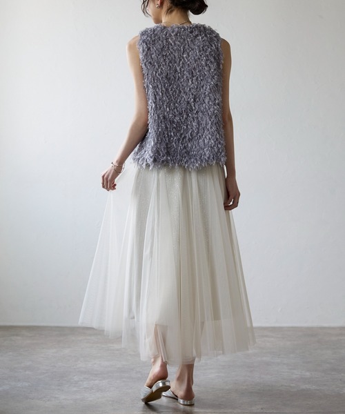 each（イーチ）の「チュールレイヤードラメストライプスカート（スカート・レディース・アイボリー/ブラック・FREE）」の12枚目の写真