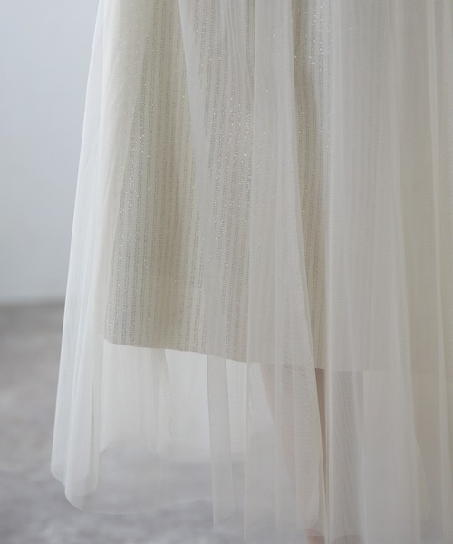 each（イーチ）の「チュールレイヤードラメストライプスカート（スカート・レディース・アイボリー/ブラック・FREE）」の7枚目の写真