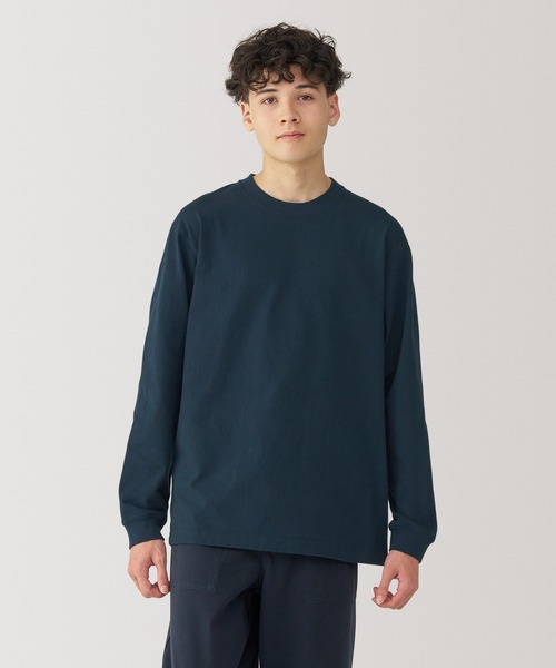 無印良品（ムジルシリョウヒン）の「紳士　洗いざらし太番手クルーネック長袖Ｔシャツ（Tシャツ/カットソー・メンズ・グレー/チャコールグレー/ブラック/スモーキーグリーン系/ホワイト/ダークネイビー・M/L/XL/S）」の6枚目の写真