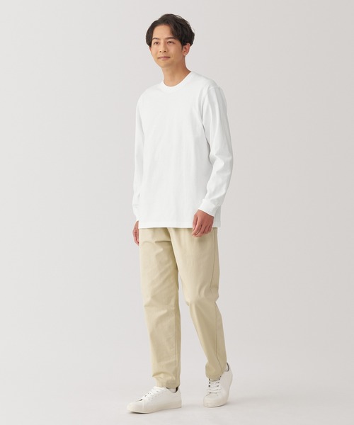 無印良品（ムジルシリョウヒン）の「紳士　洗いざらし太番手クルーネック長袖Ｔシャツ（Tシャツ/カットソー・メンズ・グレー/チャコールグレー/ブラック/スモーキーグリーン系/ホワイト/ダークネイビー・M/L/XL/S）」の7枚目の写真