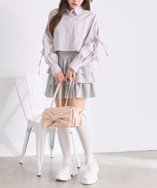 OLIVE des OLIVE(オリーブデオリーブ)の「袖リボンシャツ(シャツ/ブラウス・レディース・サックスブルー/ピンク/オフホワイト・FREE)」の6枚目の写真