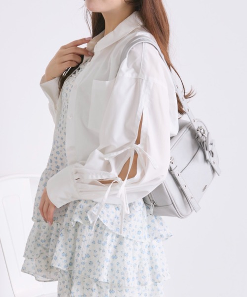 OLIVE des OLIVE(オリーブデオリーブ)の「袖リボンシャツ(シャツ/ブラウス・レディース・サックスブルー/ピンク/オフホワイト・FREE)」の8枚目の写真