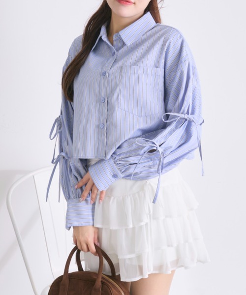 OLIVE des OLIVE(オリーブデオリーブ)の「袖リボンシャツ(シャツ/ブラウス・レディース・サックスブルー/ピンク/オフホワイト・FREE)」の14枚目の写真