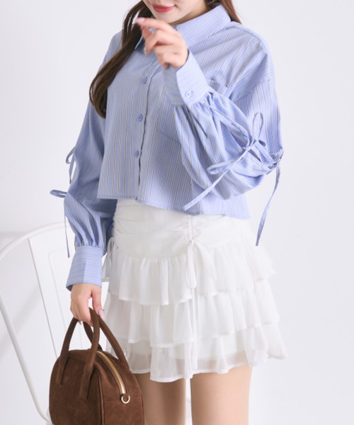 OLIVE des OLIVE(オリーブデオリーブ)の「袖リボンシャツ(シャツ/ブラウス・レディース・サックスブルー/ピンク/オフホワイト・FREE)」の15枚目の写真