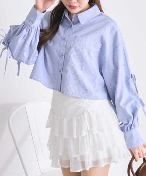 OLIVE des OLIVE(オリーブデオリーブ)の「袖リボンシャツ(シャツ/ブラウス・レディース・サックスブルー/ピンク/オフホワイト・FREE)」の16枚目の写真