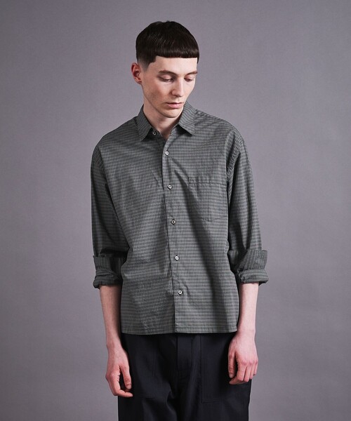 MONKEY TIME（モンキータイム）の「コットン クロップド シャツ（シャツ/ブラウス・メンズ・ブラウン/ブラック/ライトブルー・S/M/L）」の4枚目の写真