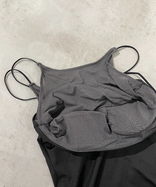 AIC.（エーアイシー）の「パッド付きシアー切り替えキャミソール（キャミソール・レディース・チャコールグレー/ブラック・FREE）」の15枚目の写真