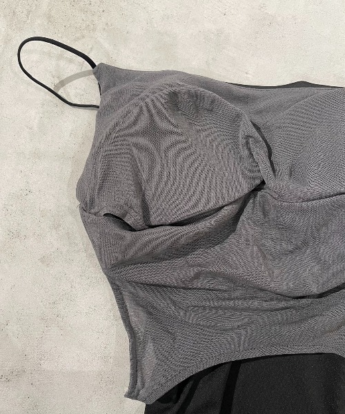 AIC.（エーアイシー）の「パッド付きシアー切り替えキャミソール（キャミソール・レディース・チャコールグレー/ブラック・FREE）」の16枚目の写真
