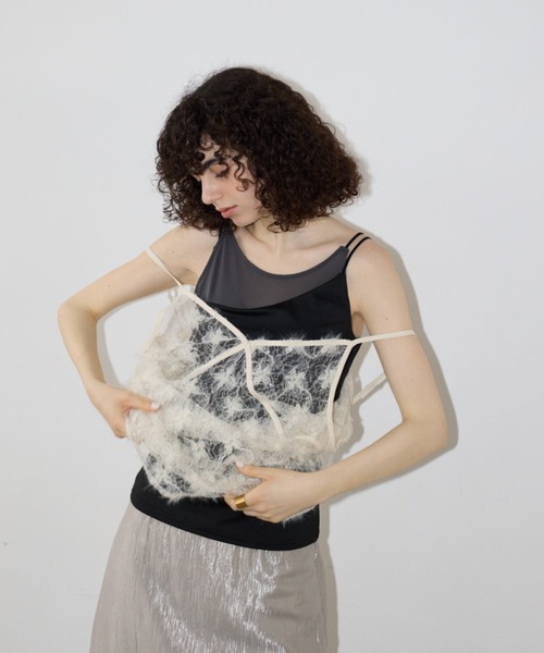 AIC.（エーアイシー）の「パッド付きシアー切り替えキャミソール（キャミソール・レディース・チャコールグレー/ブラック・FREE）」の7枚目の写真