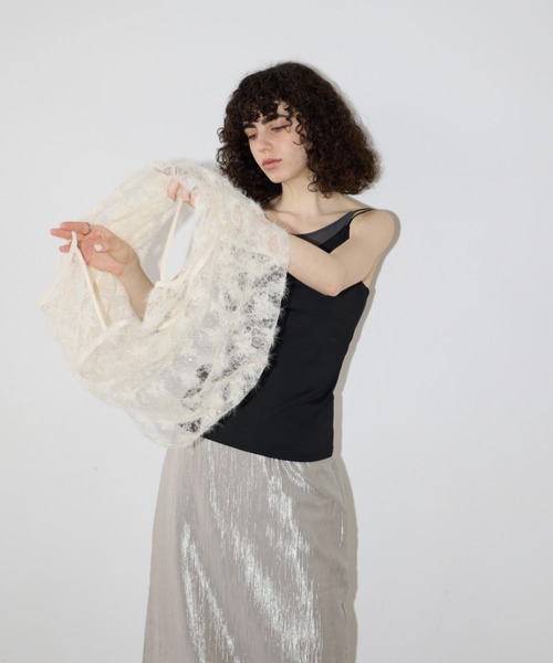 AIC.（エーアイシー）の「パッド付きシアー切り替えキャミソール（キャミソール・レディース・チャコールグレー/ブラック・FREE）」の6枚目の写真