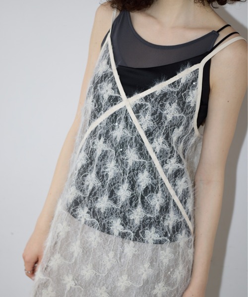 AIC.（エーアイシー）の「パッド付きシアー切り替えキャミソール（キャミソール・レディース・チャコールグレー/ブラック・FREE）」の10枚目の写真