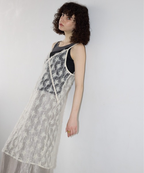 AIC.（エーアイシー）の「パッド付きシアー切り替えキャミソール（キャミソール・レディース・チャコールグレー/ブラック・FREE）」の9枚目の写真