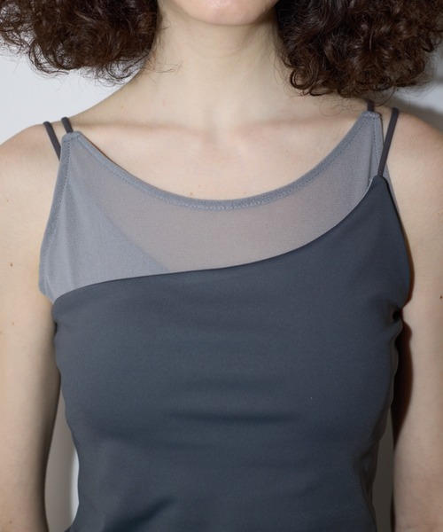 AIC.（エーアイシー）の「パッド付きシアー切り替えキャミソール（キャミソール・レディース・チャコールグレー/ブラック・FREE）」の20枚目の写真