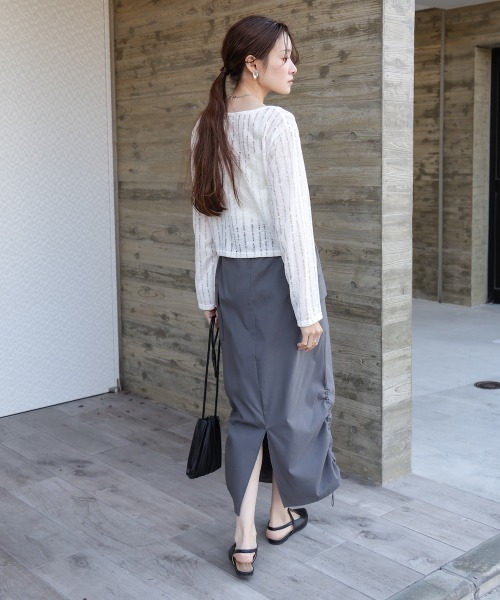 Bab(バブ)の「フロントシャーリングトップスインナーSET(Tシャツ/カットソー・レディース・ブラック/アイボリー/ベージュ・M)」の8枚目の写真