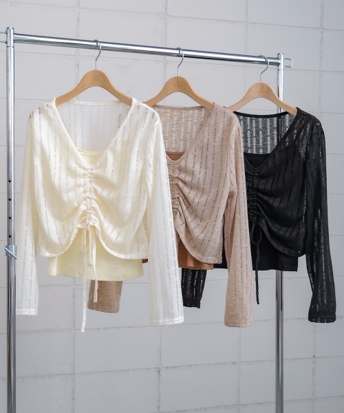 Bab(バブ)の「フロントシャーリングトップスインナーSET(Tシャツ/カットソー・レディース・ブラック/アイボリー/ベージュ・M)」の10枚目の写真