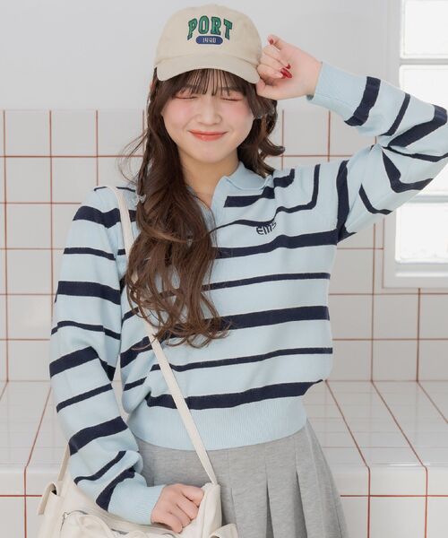 casita(RETRO GIRL)(カシータ)の「PORT刺繍キャップ(ハット・レディース・チャコールグレー/ブルー/アイボリー・ONE SIZE)」の5枚目の写真