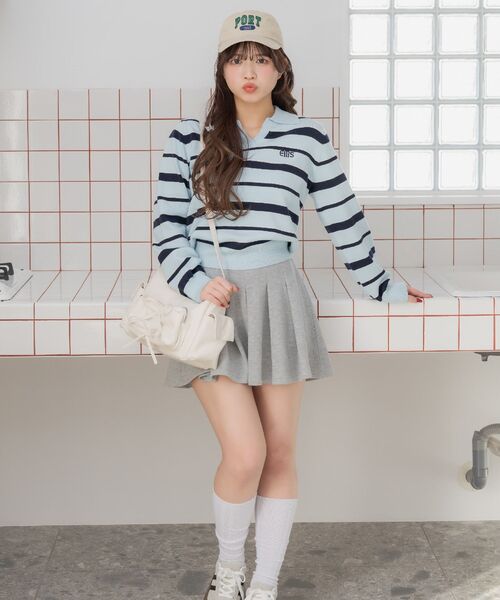 casita(RETRO GIRL)(カシータ)の「PORT刺繍キャップ(ハット・レディース・チャコールグレー/ブルー/アイボリー・ONE SIZE)」の6枚目の写真