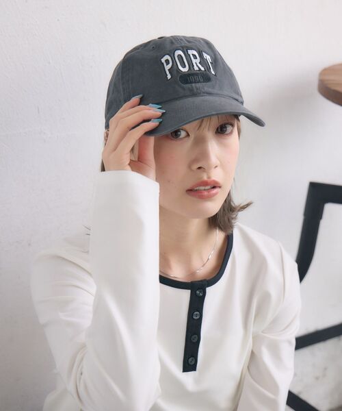 casita(RETRO GIRL)(カシータ)の「PORT刺繍キャップ(ハット・レディース・チャコールグレー/ブルー/アイボリー・ONE SIZE)」の13枚目の写真