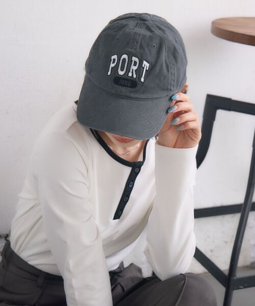 casita(RETRO GIRL)(カシータ)の「PORT刺繍キャップ(ハット・レディース・チャコールグレー/ブルー/アイボリー・ONE SIZE)」の14枚目の写真