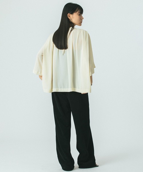 OKIRAKU（オキラク）の「(OKIRAKU×ROSEBUD)SPRAY PRINT LIKE BLOUSE（シャツ/ブラウス・レディース・ホワイト/ブラウン・ONE SIZE）」の7枚目の写真