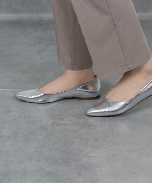 CORSO ROMA,9(コルソローマ)の「【CORSO ROMA,9/コルソローマ9】レザー バレーシューズ パンプス ローヒール(パンプス・レディース・ブラック/シルバー・37/36/38/39)」の1枚目の写真