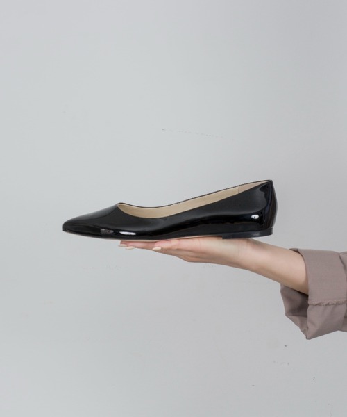 CORSO ROMA,9(コルソローマ)の「【CORSO ROMA,9/コルソローマ9】レザー バレーシューズ パンプス ローヒール(パンプス・レディース・ブラック/シルバー・37/36/38/39)」の2枚目の写真