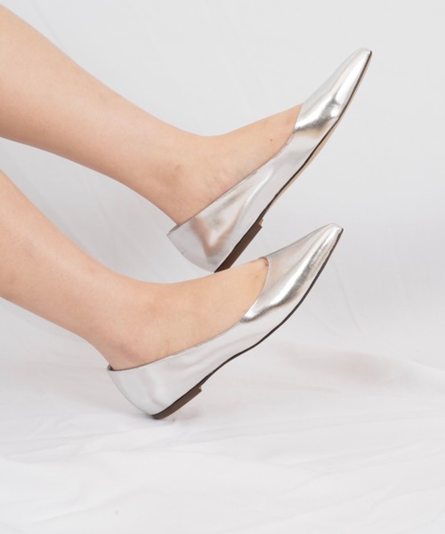 CORSO ROMA,9(コルソローマ)の「【CORSO ROMA,9/コルソローマ9】レザー バレーシューズ パンプス ローヒール(パンプス・レディース・ブラック/シルバー・37/36/38/39)」の5枚目の写真