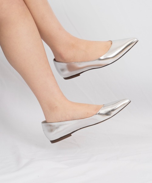 CORSO ROMA,9(コルソローマ)の「【CORSO ROMA,9/コルソローマ9】レザー バレーシューズ パンプス ローヒール(パンプス・レディース・ブラック/シルバー・37/36/38/39)」の6枚目の写真