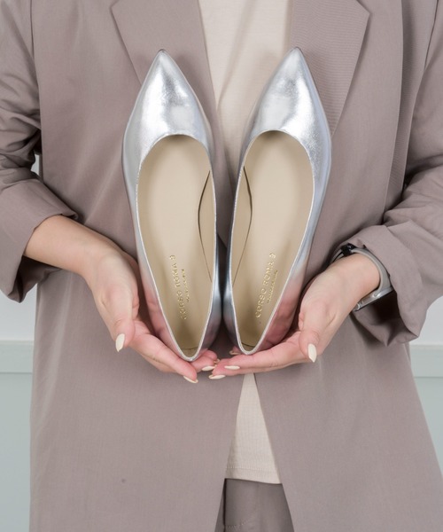 CORSO ROMA,9(コルソローマ)の「【CORSO ROMA,9/コルソローマ9】レザー バレーシューズ パンプス ローヒール(パンプス・レディース・ブラック/シルバー・37/36/38/39)」の14枚目の写真