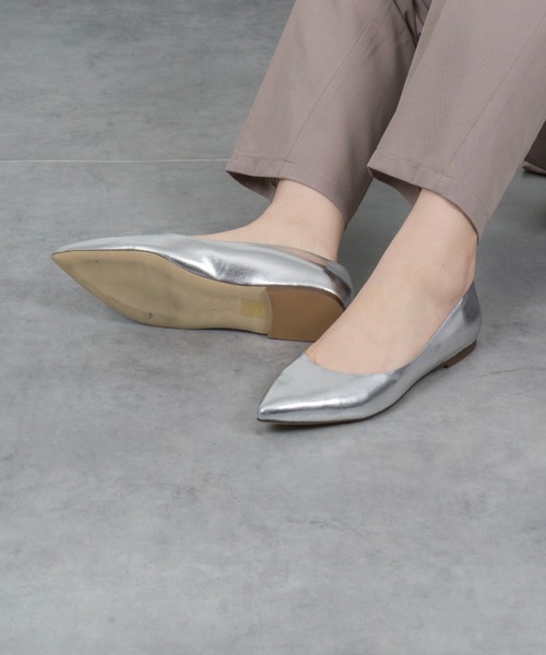 CORSO ROMA,9(コルソローマ)の「【CORSO ROMA,9/コルソローマ9】レザー バレーシューズ パンプス ローヒール(パンプス・レディース・ブラック/シルバー・37/36/38/39)」の15枚目の写真