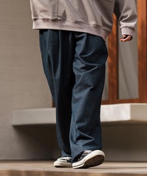 mp13281-Jacquard Denim Two Tuck Wide Straight Pants デニムワイドパンツ