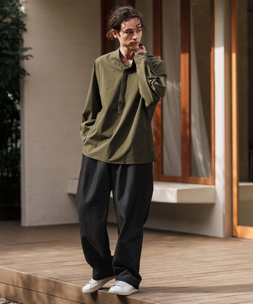 CAMBIO(カンビオ)の「mp13281-Jacquard Denim Two Tuck Wide Straight Pants デニムワイドパンツ(デニムパンツ・メンズ・ネイビー/ブルー・S/M/L)」の10枚目の写真