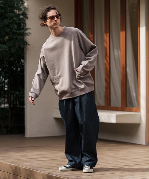 CAMBIO(カンビオ)の「mp13281-Jacquard Denim Two Tuck Wide Straight Pants デニムワイドパンツ(デニムパンツ・メンズ・ネイビー/ブルー・S/M/L)」の14枚目の写真
