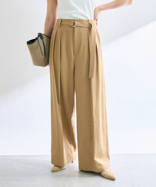 RIVE DROITE（リヴドロワ）の「【品よく履けるチノパン】ベルテッドワイドチノ（チノパンツ・レディース・ベージュ/ネイビー・36/38）」の4枚目の写真