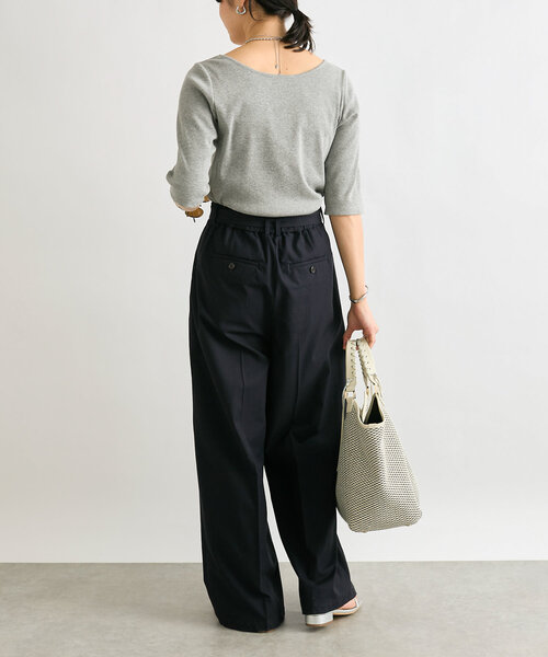 RIVE DROITE（リヴドロワ）の「【品よく履けるチノパン】ベルテッドワイドチノ（チノパンツ・レディース・ベージュ/ネイビー・36/38）」の22枚目の写真