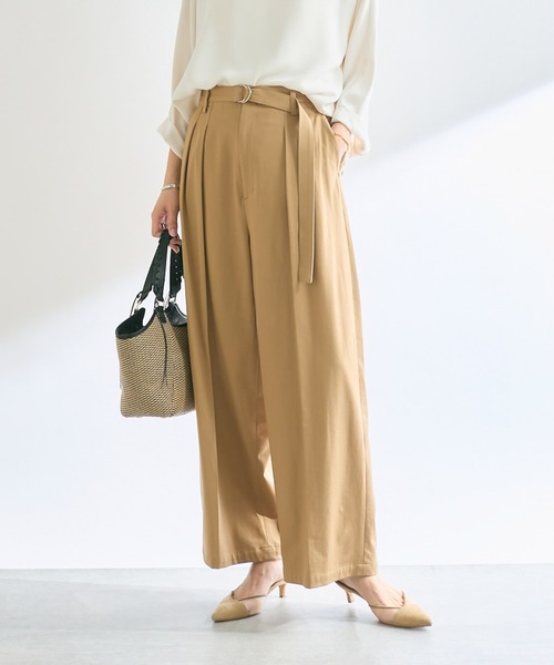 RIVE DROITE（リヴドロワ）の「【品よく履けるチノパン】ベルテッドワイドチノ（チノパンツ・レディース・ベージュ/ネイビー・36/38）」の2枚目の写真