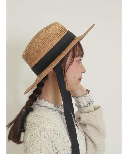 Samansa Mos2（サマンサ モスモス）の「リボンカンカン帽（ハット・レディース・ブラウン/キナリ・F）」の5枚目の写真