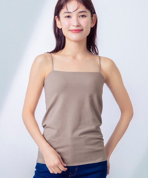 WING(ウイング)の「「シンクロブラトップ スリムストラップ」 カップ付きキャミソール(インナーウェア/肌着・レディース・クリーム/ブラウン系その他/ブラック・M/L/LL)」の3枚目の写真