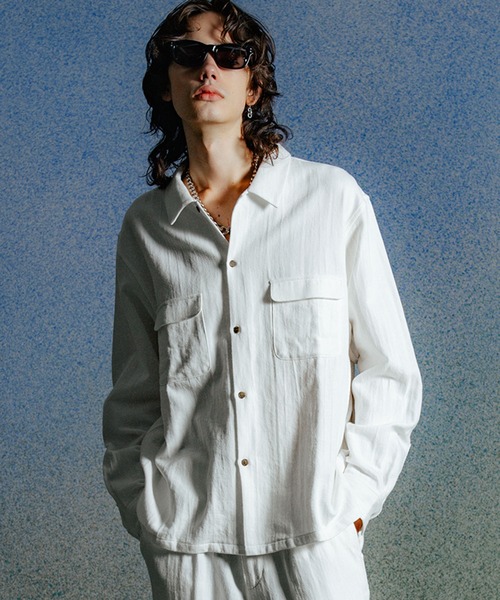 CRIMIE(クライミー)の「HEMP COTTON OPEN SHIRT(シャツ/ブラウス・メンズ・ホワイト/ブラック・XL/L/M/S/XXL)」の2枚目の写真