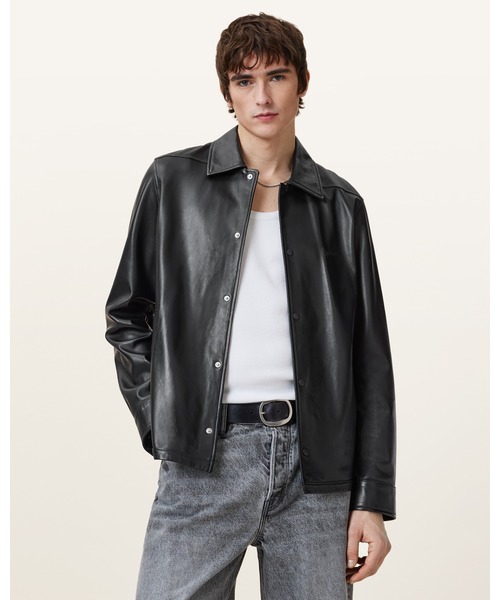 ALLSAINTS(オールセインツ)の「ARLINGTON MINIMALIST LEATHER JACKET | ARLINGTON ミニマリスト レザー ジャケット(その他アウター・メンズ・ブラック・S/M/L/XL)」の4枚目の写真