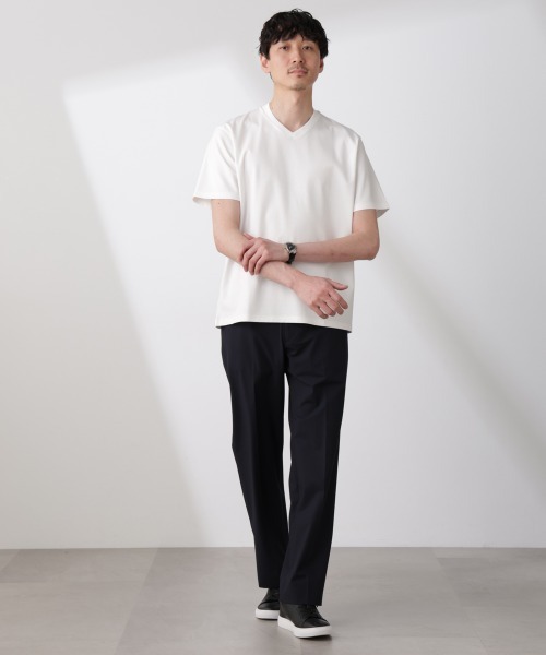 NANO universe(ナノユニバース)の「「N TROUSERS BASIC」トロピカルストレッチストレートパンツ(スラックス・メンズ・ダークネイビー/チャコール・L/M/S)」の4枚目の写真