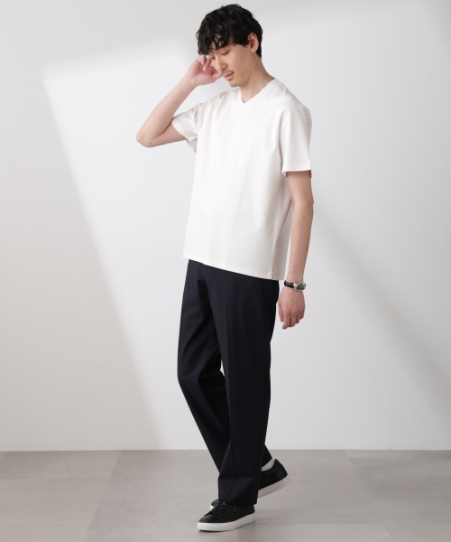 NANO universe(ナノユニバース)の「「N TROUSERS BASIC」トロピカルストレッチストレートパンツ(スラックス・メンズ・ダークネイビー/チャコール・L/M/S)」の5枚目の写真