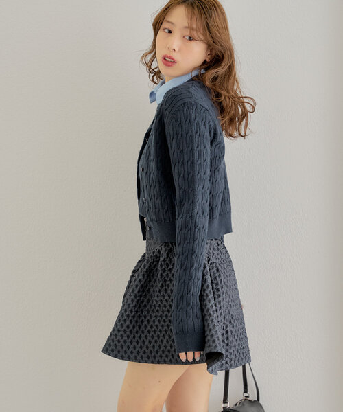 Chico(チコ)の「【SALON by Chico】ジャガードフレアスカート(スカート・レディース・ホワイト/ネイビー・FREE)」の12枚目の写真