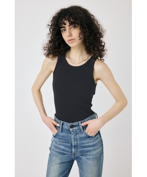 MOUSSY（マウジー）の「BASIC RIB タンクトップ（タンクトップ・レディース・ホワイト/ライトブラック・FREE）」の3枚目の写真