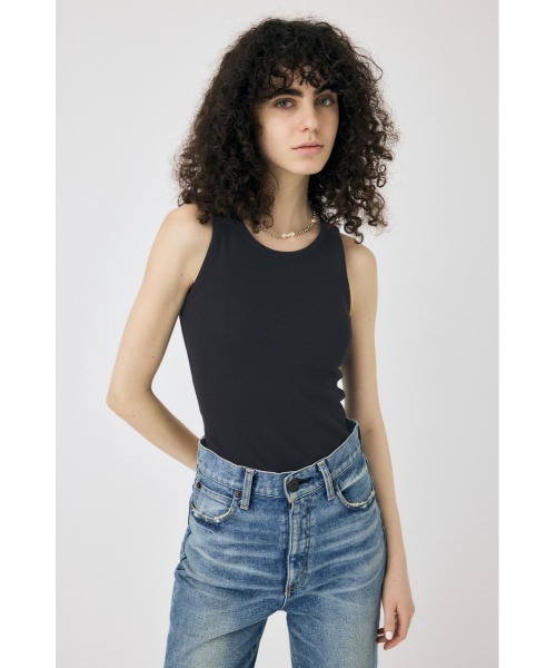 MOUSSY（マウジー）の「BASIC RIB タンクトップ（タンクトップ・レディース・ホワイト/ライトブラック・FREE）」の7枚目の写真
