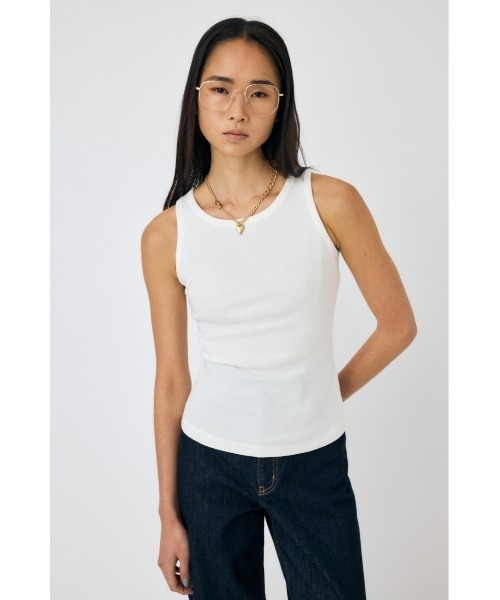 MOUSSY（マウジー）の「BASIC RIB タンクトップ（タンクトップ・レディース・ホワイト/ライトブラック・FREE）」の14枚目の写真